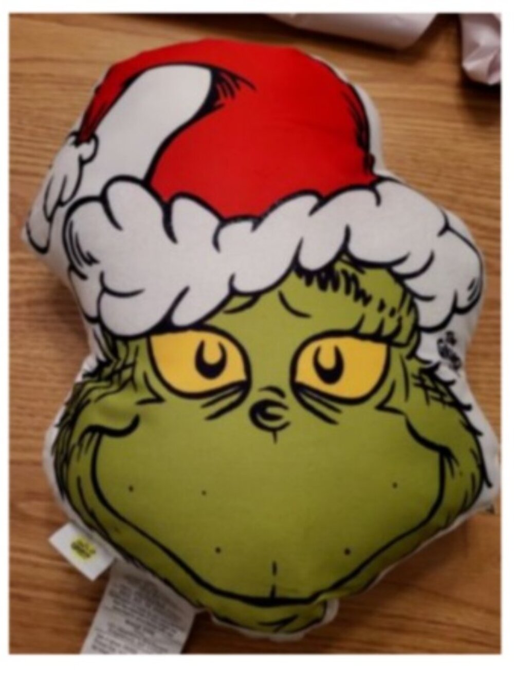 Dr. Seuss The Grinch Who Stole Christmas Santa Cap Hat Shaped Throw 17" Pillow